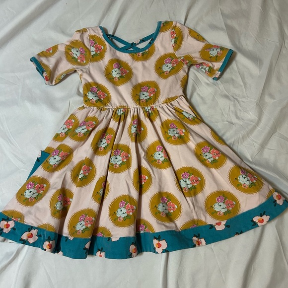 SWEET HONEY Boutique DRESS PINK/TURQUOISE SIZE 3T Floral Cottagecore Shabby Chic - Picture 2 of 13